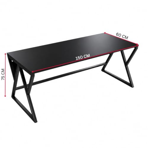 Image of TEKAVO Remik Study Table for Home & Office | Computer Table for Home pc | Wooden Gaming Workstation Desk with Heavy Duty Metal | 150 cm Table | Black