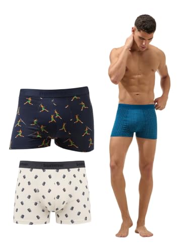 Image of Bummer Men's Premium Cotton Underwear | Fine Combed Cotton with Elastane for Stretch | Ultra Breathable Innerwear | Soft Fabric & No-Roll Waistband | Printed Trunks & Inner Combo for Men