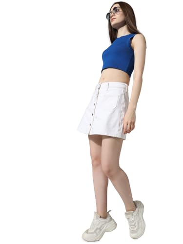 Image of ONLY Button Down Detailing High Rise Denim Mini Skorts