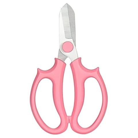HIHUHEN Floral Shears, Premium Steel Garden Pruning Shears Floral Fruits Leaf Scissors Hand Pruner Snip Trimming Tool for Gardening Flower Arrangement (Pink) Cover