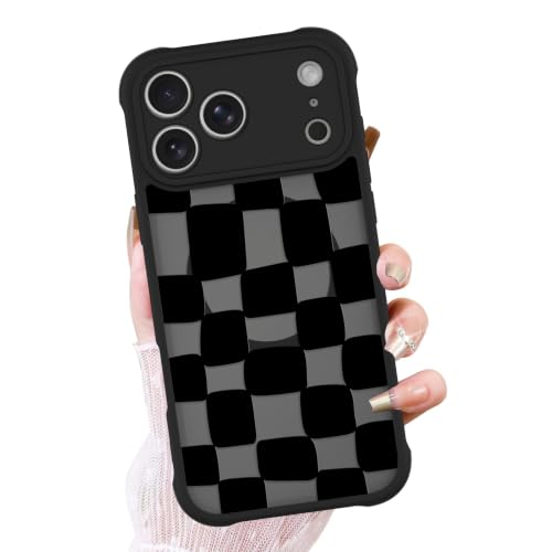 OOK Frosted Magnetic Case for iPhone 18 Pro Max, Cute Black Checkered