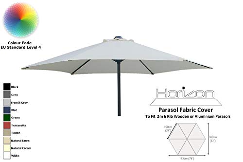 BRAND NEW 2M REPLACEMENT PARASOL FABRIC COVER 6-ARMS (Natural Cream)