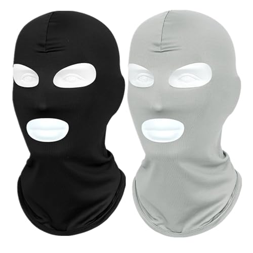Image of 2Pcs 3 Hole Full Face Mask, Thin Cooling Balaclava Summer Seamless Face Mask for Motorcycle Bike Hunting Cycling Halloween