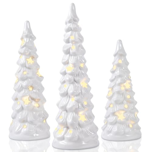 Jeteho LVZY7RNK1A Set Of 3 White Ceramic Christmas Trees Tabletop Christmas Tree thumb #7
