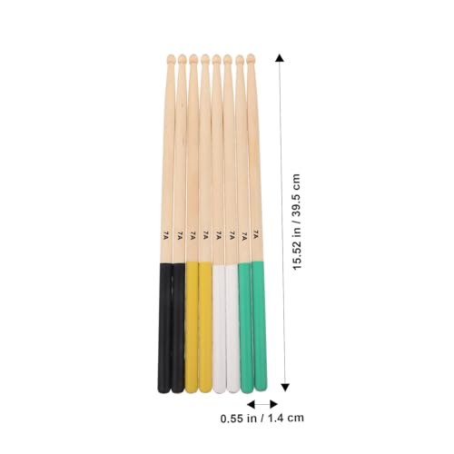 Baquetas Sosoport de madera de arce 7A antideslizantes para adultos, 4 pares, accesorios para batería coloridos miniatura 4