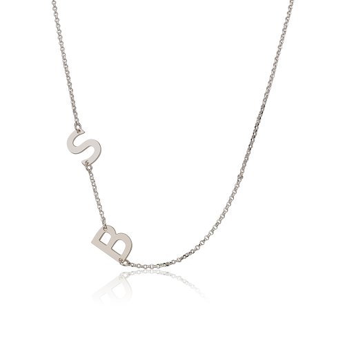 Personalized Necklaces Sideways Initial Necklace, Silver Initial Pendant, Letter Necklace