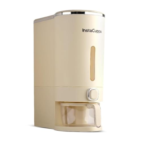 Image of InstaCuppa 5 Kg Rice Dispenser, Airtight Plastic Dry Grain Storage Container with Measuring Cup & Strainer, BPA-Free & Odorless, Single-Button Dispensing Kitchen Organizer