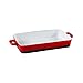 Produktbild axentia Auflaufform rechteckig - Lasagneform in Rot-Weiß - Ofenform aus Steingut - Keramikform für den Backofen - Gratinform mit Griffen