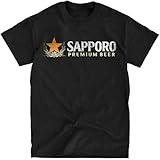 MISS LILLY Distressed Sapporo Beer T-Shirt Casual Graphic Comfortable Tees Black XXL