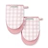 KitchenAid Gingham Mini Oven Mitt 2 Pack Set Dried Rose 55×8