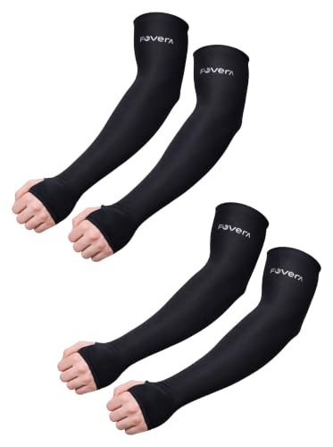 Image of FOVERA UV Sun Protection Arm Sleeves with Thumb Loop for Men & Women - UPF 50+ Cooling Hand Cover for Biking, Cricket, Driving & Cycling - Tan Protection Guard