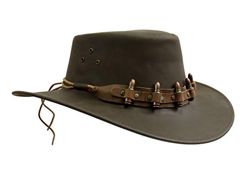 Preisvergleich Produktbild Kakadu Traders Lederhut Bullet Braun Medium 2.Wahl