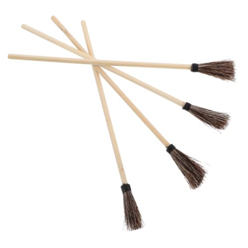 WRITWAA 4 Pinceles de Crin para Marmoleado Pinceles Rígidos Pequeños para Pintura Acuarela Herramienta para Principiantes Detalles Precisos Lienzo y Tela Uso Artístico y Manualidades