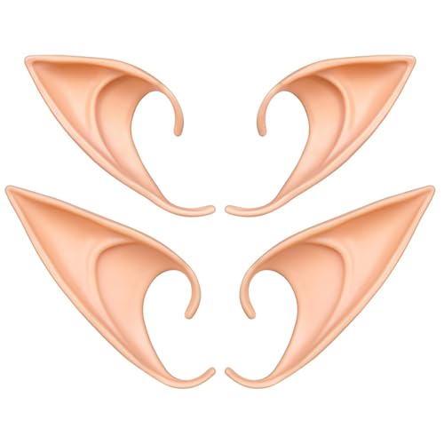 2 Pair Elf Ears Cosplay Halloween Party Live broadcast Props Soft Pointy Elf Ears Anime Fairy Ear Vampire Cosplay Props for Comic Convention Dress Party Christmas Halloween Masquerade (2 Size)