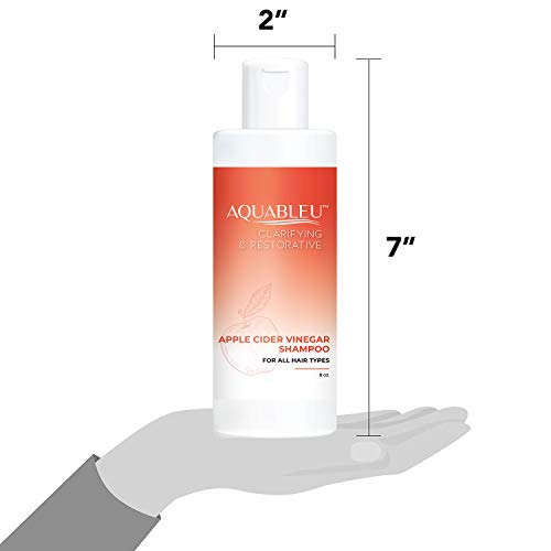 Aquableu Natural Apple Cider Vinegar Shampoo & Conditioner - Clarifying & Restorative - Anti Frizz - Keratin - For Hair Loss - Sulfate & Paraben Free - For Color-Treated Hair - For Men & Women (8Oz) #TOP6