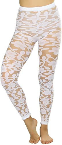 Image of ToBeInStyle Women's Sheer Floral Lace Full Length Leggings