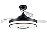 【Mando a distancia incluido】 Se puede controlar con el mando a distancia, ajustar el interruptor de iluminación de la atenuación del ventilador de techo (luz blanca - luz cálida - luz amarilla), 3 velocidades de viento y admite temporización (1/2/4/8 horas ) apagado del sueño. El ventilador o la iluminación se pueden encender por separado.