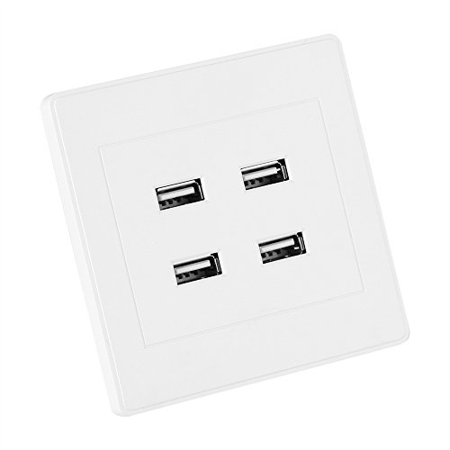 Prise murale USB, ports de prise de courant de charge 5V 4 ports USB Protecteur de surtension pour chargeur mural CC avec vis pour la maison, le bureau, l'hôtel Cover
