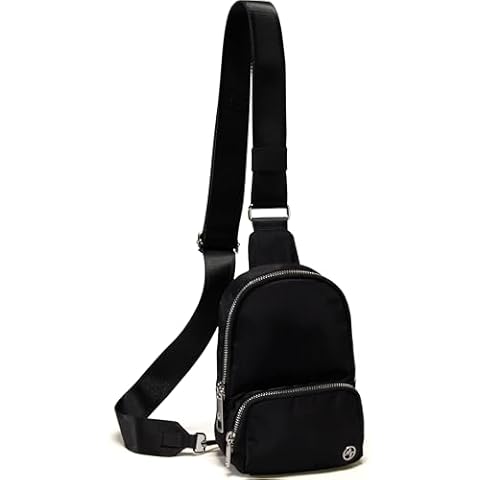 Pander Small Crossbody Sling Bag for Women, Compact Shoulder Chest Bag with Adjustable Strap, Water-Repellent Nylon Mini Purse for Phone Keys Passport, Black Cover