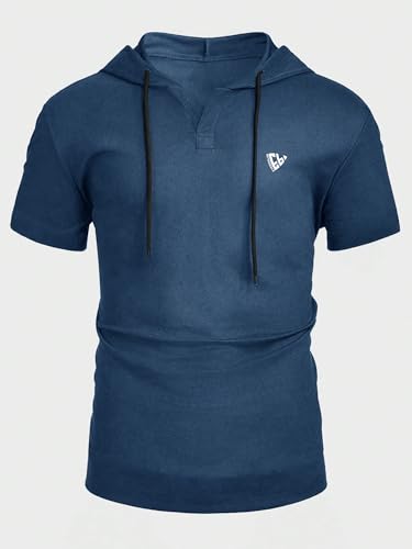Image of Noble Monk Men's Regular Fit Hoodie T-Shirt for Man |Half Sleeves Tshirt for Men | Casual Wear Stylish T-Shirt for Man | Gym Tshirt for Men