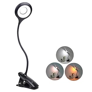Lampe de lecture Enfants sans câbles, lampe à pince USB rechargeable, 28 LED 3 modes, lampe à pince à intensité variable, éclairage à pince pour étagère de lit, 360°col de cygne flexible (noir)