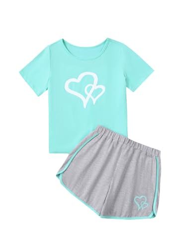 Image of Girl's 2 Piece Outfits Cute Summer T-Shirt and Graphic Shorts Clothing Sets
