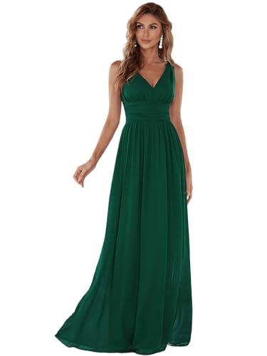 Image of Ever-Pretty Womens Bridesmaid Dress V-Neck Sleeveless A Line Chiffon Floor Length Formal Dress 09016