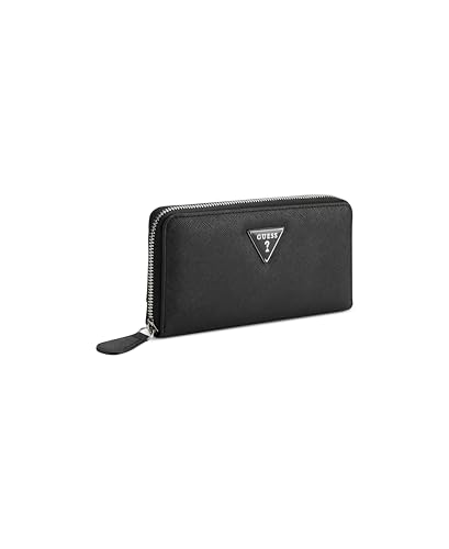Image of Guess Black Textured Zipper Viviette Medium Zip Around Wallet
