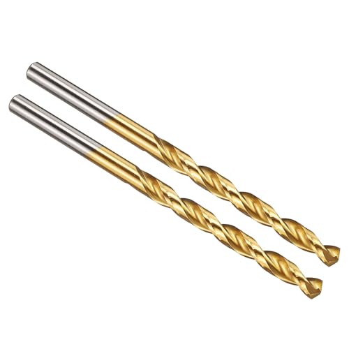 PATIKIL 4.9mm Drill Bit, M42 8% Cobalt High-Speed Steel Jobber Straight Shank 135° Titanium Nitride (TiN) Coated for Hard Metal Stainless Steel - 2 Pack