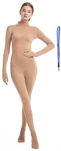 Full Bodysuit Womens Costume Without Hood Spandex Zentai Unitard Body Suit, Nude, Medium