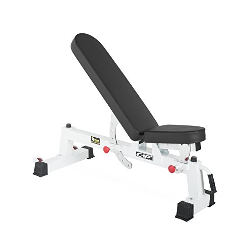CAP+ Commercial Grade Three-Way Utility Bench - Adjustable Weight Bench Heavy Duty Workout Bench for Full Body Workout (White)