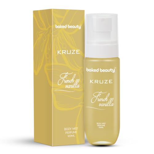 Image of BAKED BEAUTY Kruze French Vanilla Perfume Body Mist | Refreshing Long Lasting Tropical Fragrance|Double Duty Mist For Hair & Body| Travel-Friendly Perfume Body Spray for Women- 100ml