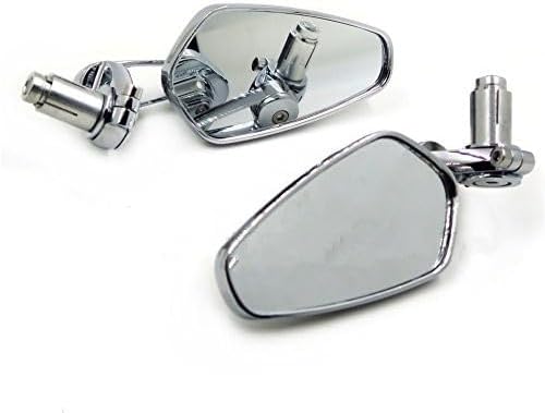 AfterMokit Replacement Side Mirrors with Bar End Adapters for Ducati Harley Honda Kawasaki Suzuki Triumph Yamaha with 7/8 inch & 1 inch ID Hollow Handlebar Chrome Rear View Mirror Assembly