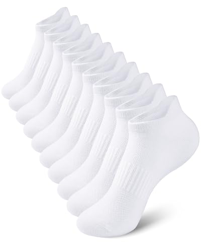 Somaibo 10 Pairs Kids Socks for Boys Girls Low Cut Athletic Ankle Socks Half Cushioned Crew Cotton No Show Socks 10-12 Years White