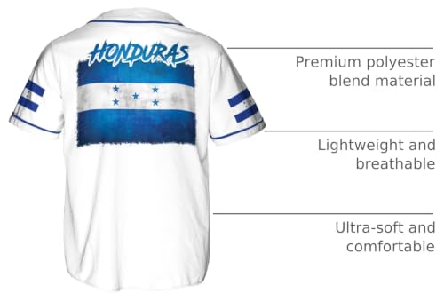 Personalized Honduras Flag Baseball Jersey Shirt, Honduras Jersey for Men, Honduras Shirts for Men Women miniatura 4