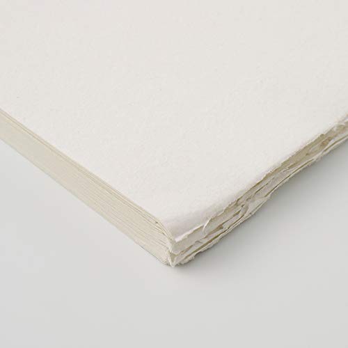 Khadi : Handmade Bound Sketchbook 210gsm : Smooth : 21x25cm : 40 Pages, White - Image 4