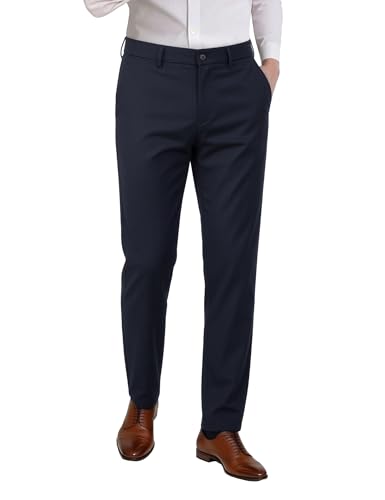 Plaid&Plain Men's Slim Fit Dress Pants