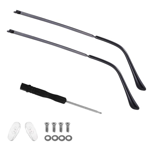 Gjinxi 1 Pair Metal Glasses Arm Replacement Universal Eyeglasses Repair Kit with Screws and Glasses Legs Replacement Eye Glasses Tightening Kit Include Screws Washers Screwdrivers