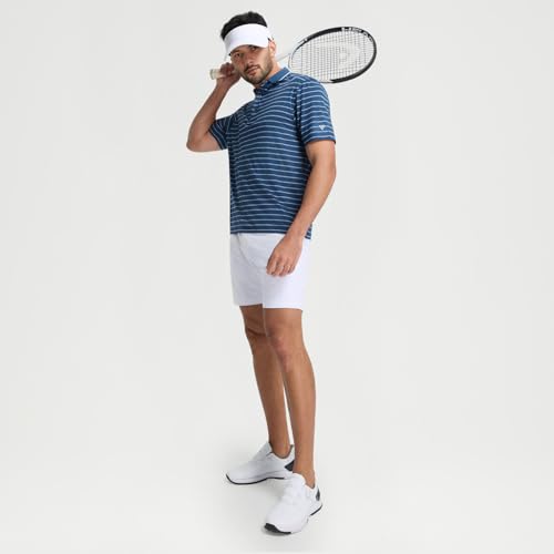 Camiseta polo para hombre, manga corta, tejido Dry Fit, con rayas y cuello de polo, ideal para golf y uso casual en el trabajo miniatura 5