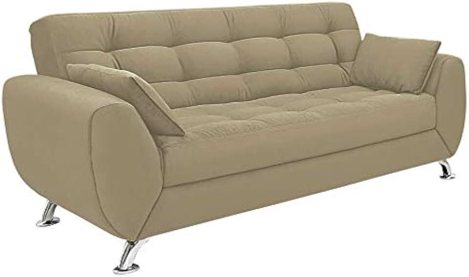 Sofá 3 Lugares Larissa II Suede Bege - única