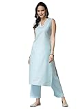 Photo Gallery stylum set di pantaloni kurta dritti da donna in misto cotone tinta unita (kpaquaasmi_aqua blue), blu acqua, xs Photo Gallery stylum set di pantaloni kurta dritti da donna in misto cotone tinta unita (kpaquaasmi_aqua blue), blu acqua, xs
