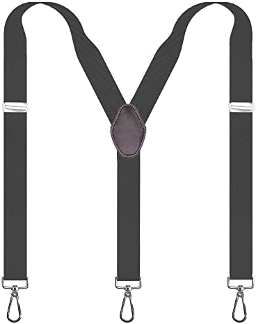 SupSuspen Y-Back Suspenders 1.4'' Heavy Duty Braces&3 Swivel Hooks on Belt Loops