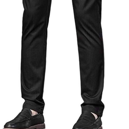 Maiyifu-GJ Men's Casual Business Dress Pants Slim Fit Stretch Pinstripe Suit Pant Lightweight Formal Flat Front Trousers4