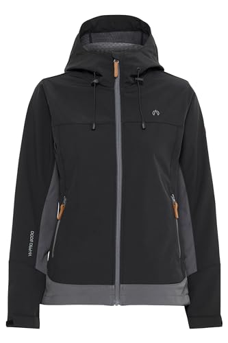 NORTH BEND NBRya Damen Softshell Jacke Funktionsjacke wasserdicht atmungsaktiv winddicht Wassersäule 8000mm W-PRO Wetterschutzsystem, Größe:40, Farbe:Black (1001)