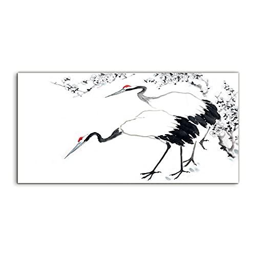 Photo sur acrylique oiseau du Japon 100x50 cm avec finition brillante effet verre haut de gamme