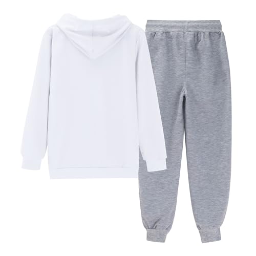 Big Kid Plain Sweatsuit Set 2PCS Crewneck Sweatshirt and Sweatpants Set for Boys Girls Activewear Fall Winter Outfit2
