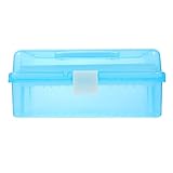 MAJESTE 3-lagiger Kunststoff-Organizer for Bastelarbeiten, Aufbewahrungsbehälter, Erste-Hilfe-Tragetasche for Nähen, Malen, Kunst, transparent/1016 (Color : Blue)