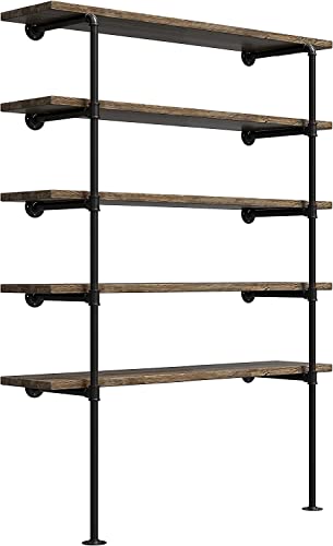 Industrial Retro Wall Mount iron Pipe Shelf,DIY Open Bookshelf