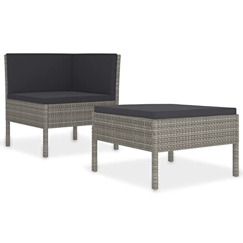 RONGQI 2-TLG. Garten-Lounge-Set mit Auflagen, Lounge Gartenmöbel Set, Terassenmöbel Wetterfest, Gartenlounge, Balkon… – Bild 3
