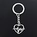 Produktbild WANGY  Schlüsselbund 25x30mm Herz Herzschlag EKG Anhänger DIY Männer   Auto Schlüsselanhänger Ringhalter Souvenir für Geschenk